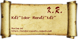 Káldor Renátó névjegykártya